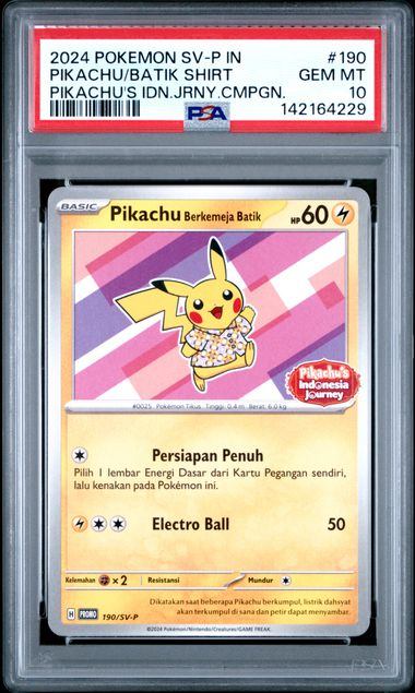 PSA10 インドネシアピカチュウ PSA10鑑定品】Pikachu Berkemeja Batik(ピカチュウ インドネシア語